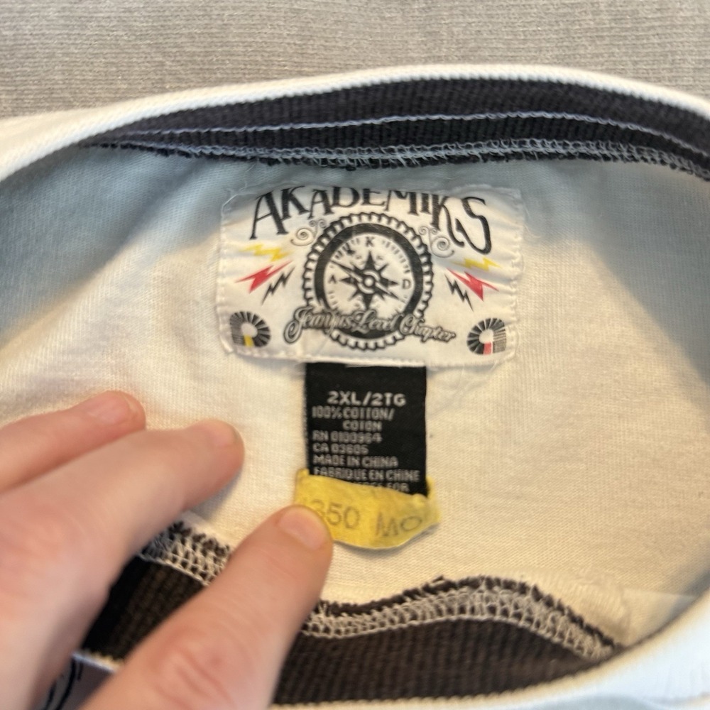 Akademiks Jeans Level Chapter Graphic T Shirt Mens 2XL White Streetwear Y2K - Picture 12 of 12